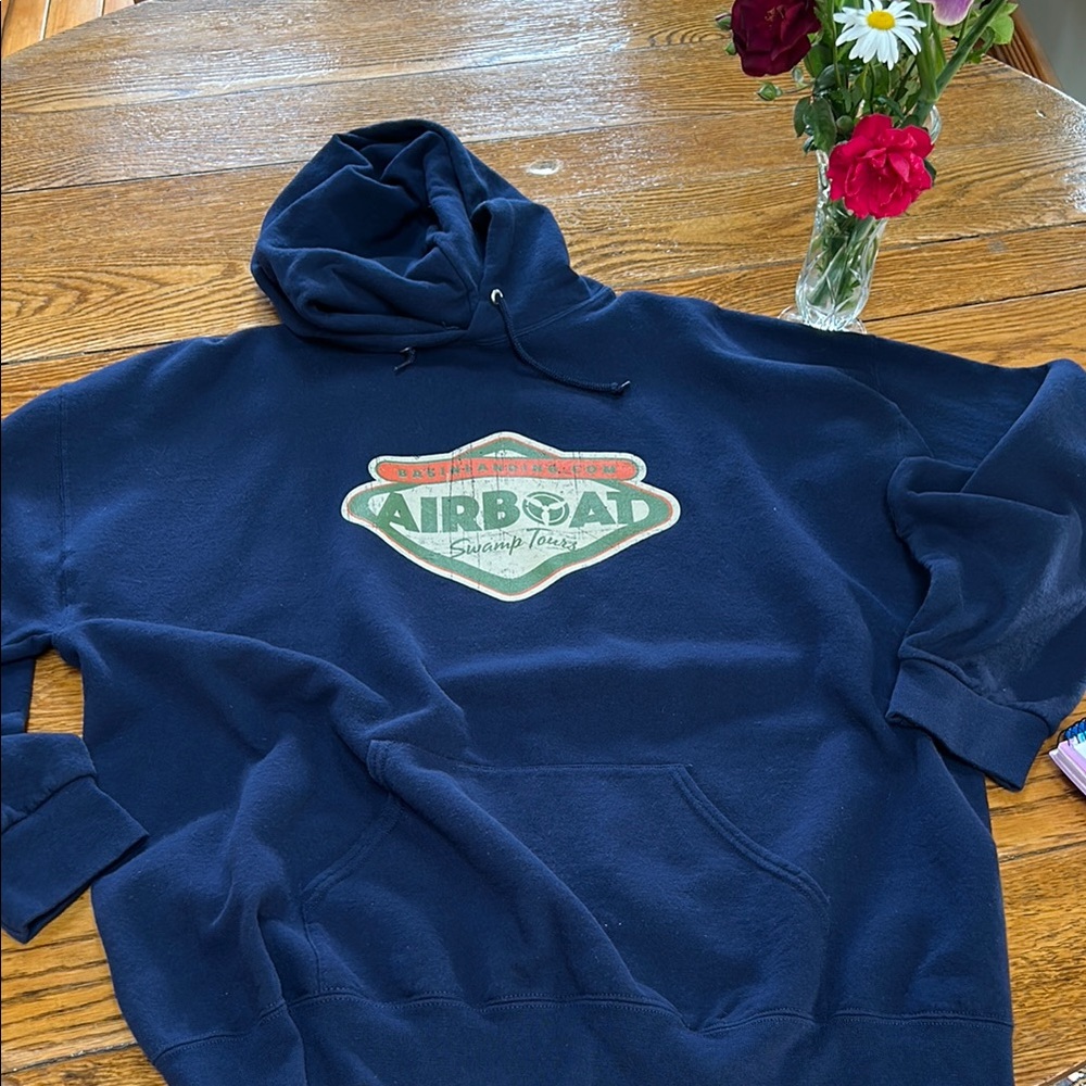 Jerzees navy blue pullover hoodie sweatshirt. Excellent condition.  Size 2XL.